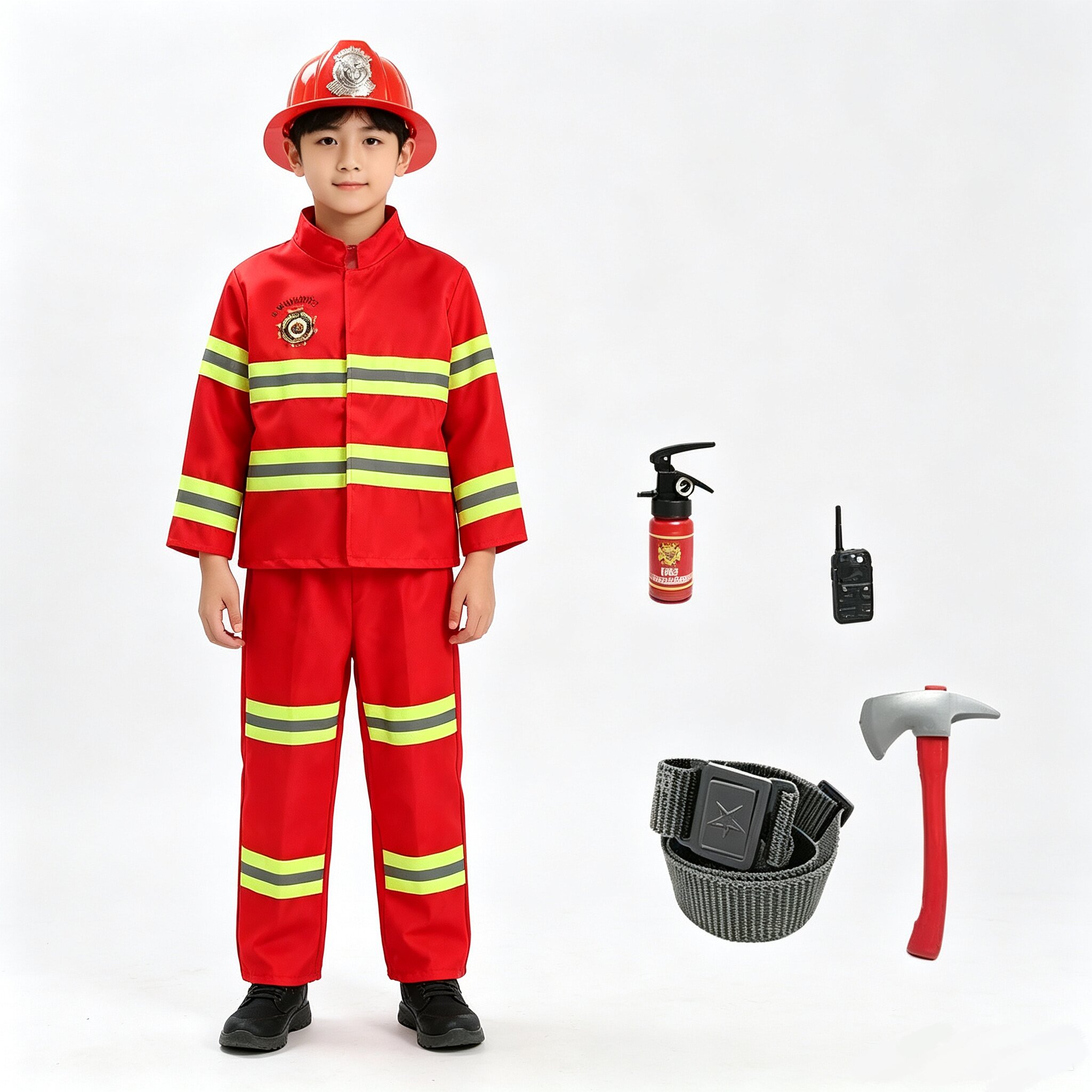 Baby Products Korea - Cadılar bayramı Cosplay Çocuklar İtfaiyeci Üniforma